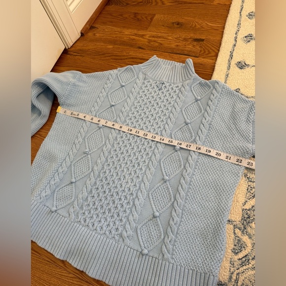 J.Crew Swingy Cable-knit Mockneck Sweater Light Blue Size Medium - Picture 9 of 15